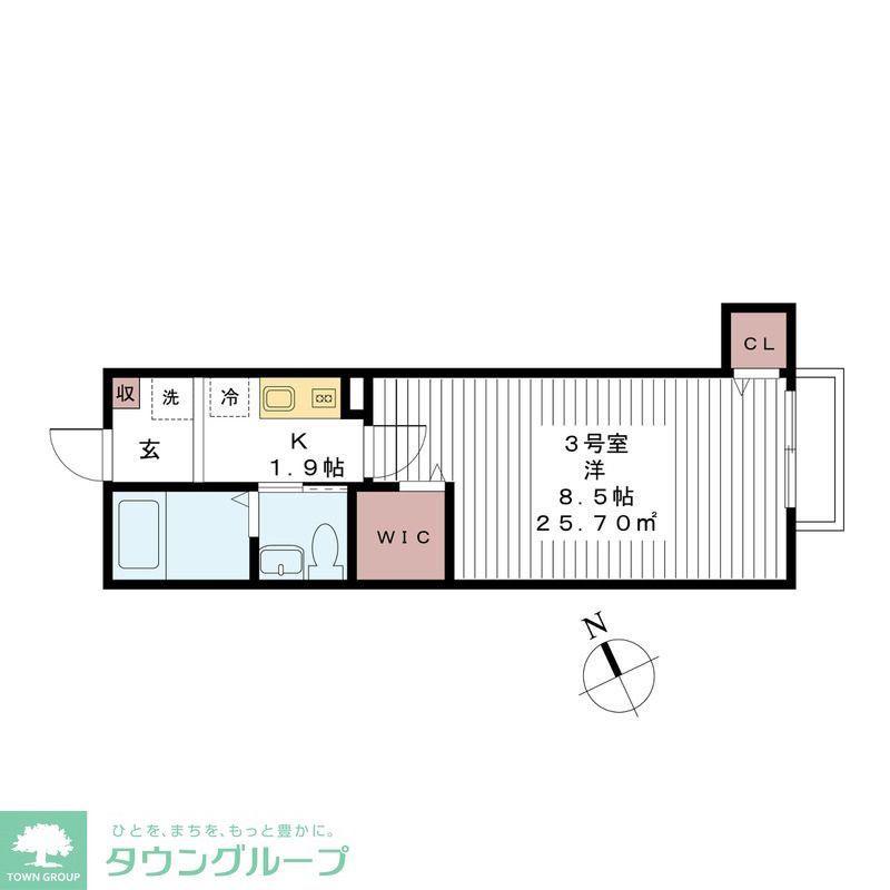 グレイスヴィラ新松戸(1K/2階)の間取り写真