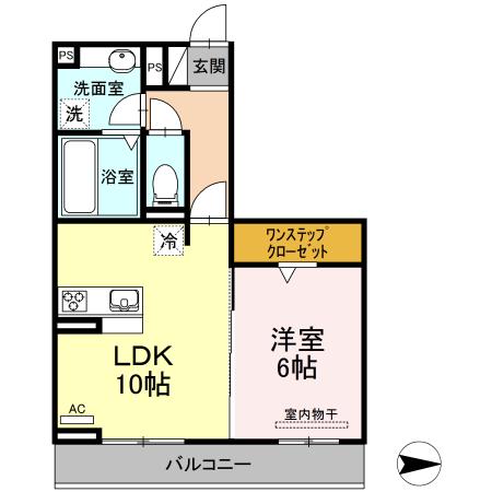 D-グレイス A(1LDK/2階)の間取り写真