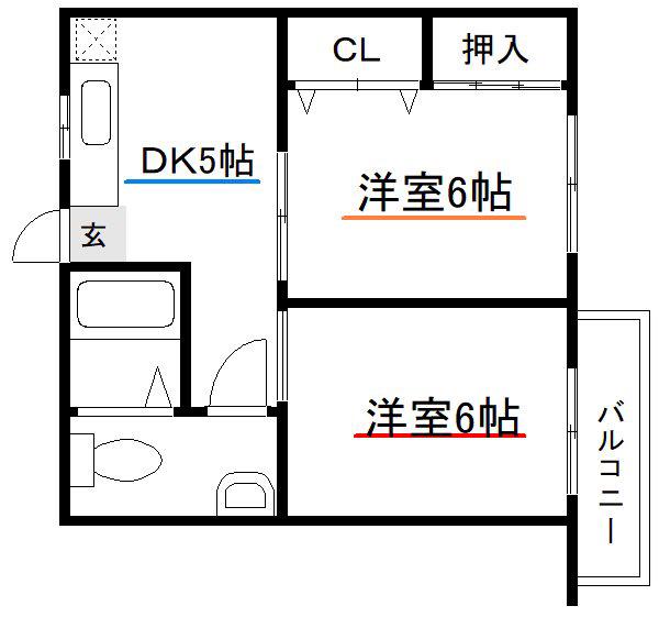 ハイツ林(2DK/3階)の間取り写真