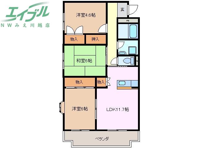 祥庵21(3LDK/2階)の間取り写真
