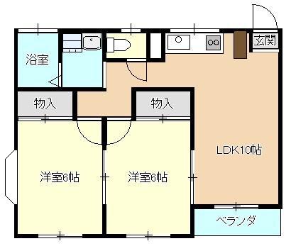 ホワイトフラッツ(2LDK/2階)の間取り写真