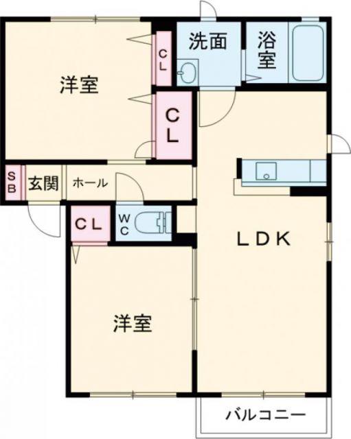 アスティオス  β棟(2LDK/2階)の間取り写真
