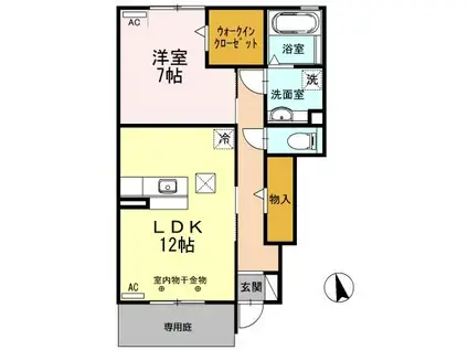 D-ROOM本庄(1LDK/1階)の間取り写真