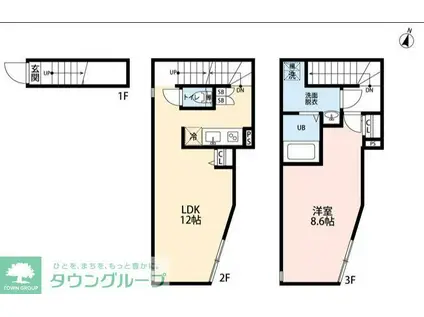 津川サンライト足立(1LDK/2階)の間取り写真