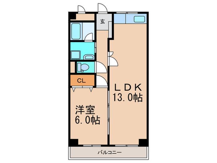 オヌキ新博多ビル(1LDK/10階)の間取り写真