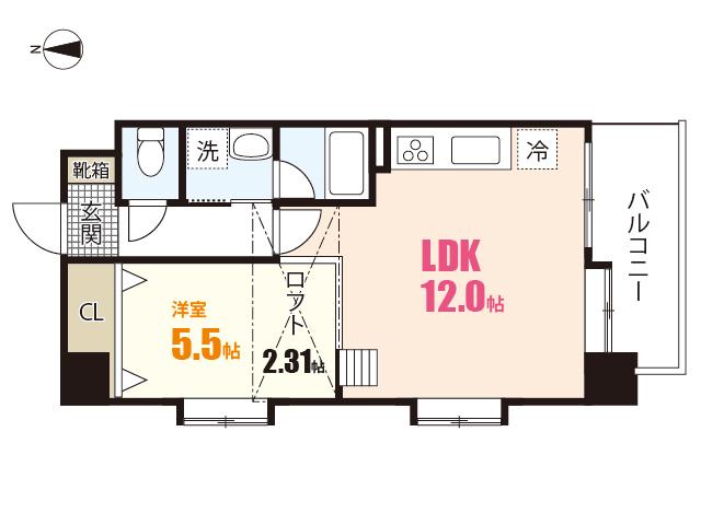 アヴニール五軒屋(1LDK/3階)の間取り写真