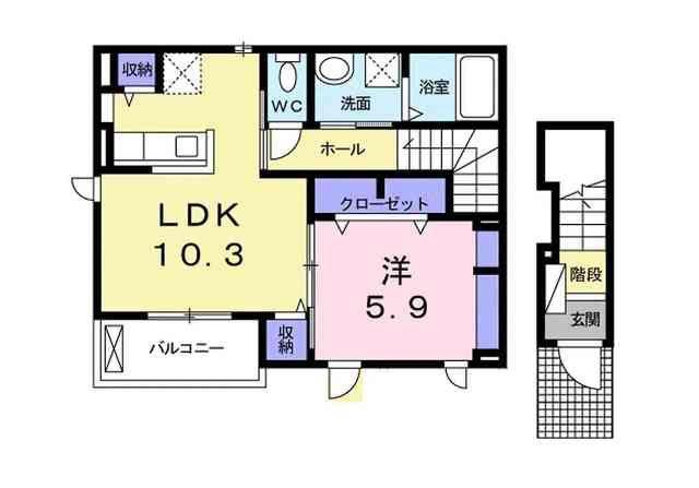 ルーチェ.Y(1LDK/2階)の間取り写真