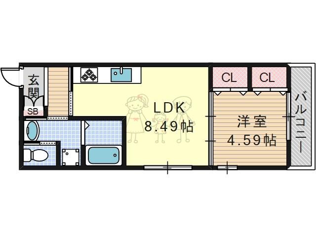 ロイヤルレジデンス住吉沢之町 PARTI(1LDK/3階)の間取り写真