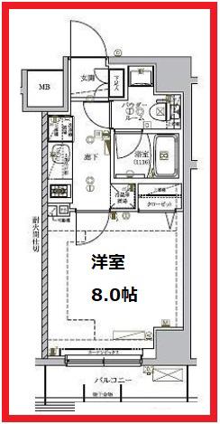 リルシアシティ東向島(1K/2階)の間取り写真