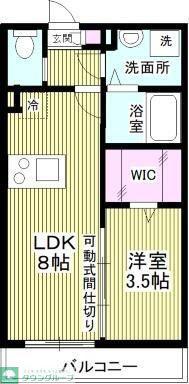 ソレイユ南柏(1LDK/3階)の間取り写真