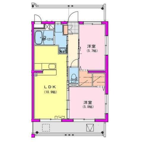 ルミナス下川東(2LDK/2階)の間取り写真