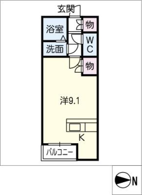 レオネクストRIN(ワンルーム/1階)の間取り写真