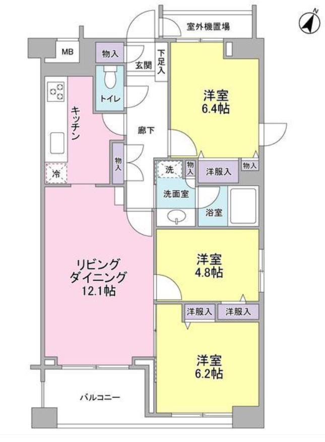 ヒルトップ半蔵門(3LDK/6階)の間取り写真