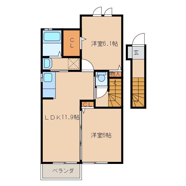 ベルセレーノ(2LDK/2階)の間取り写真