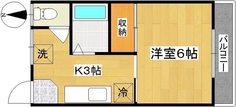 コーポ大和(1K/2階)の間取り写真