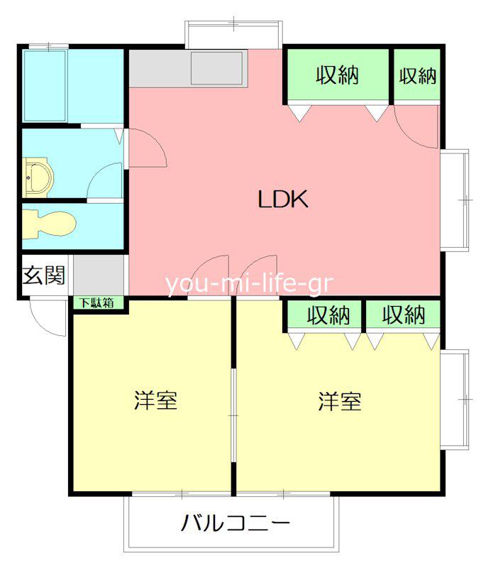 ハイツシャローム(2LDK/2階)の間取り写真