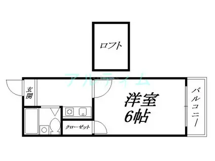 グローリーハイツ東福寺(1K/2階)の間取り写真