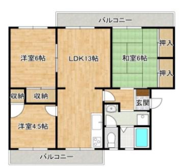 ひよどり台7団地33号棟(4DK/3階)の間取り写真