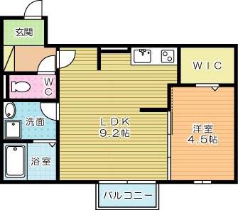 ヴェルジェ深田V(1LDK/1階)の間取り写真