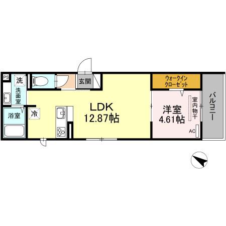 エウロス大楠(1LDK/1階)の間取り写真
