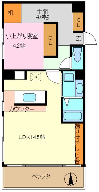 IL SORE(1LDK/2階)の間取り写真