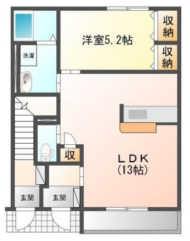 リッツパークA(1LDK/1階)の間取り写真