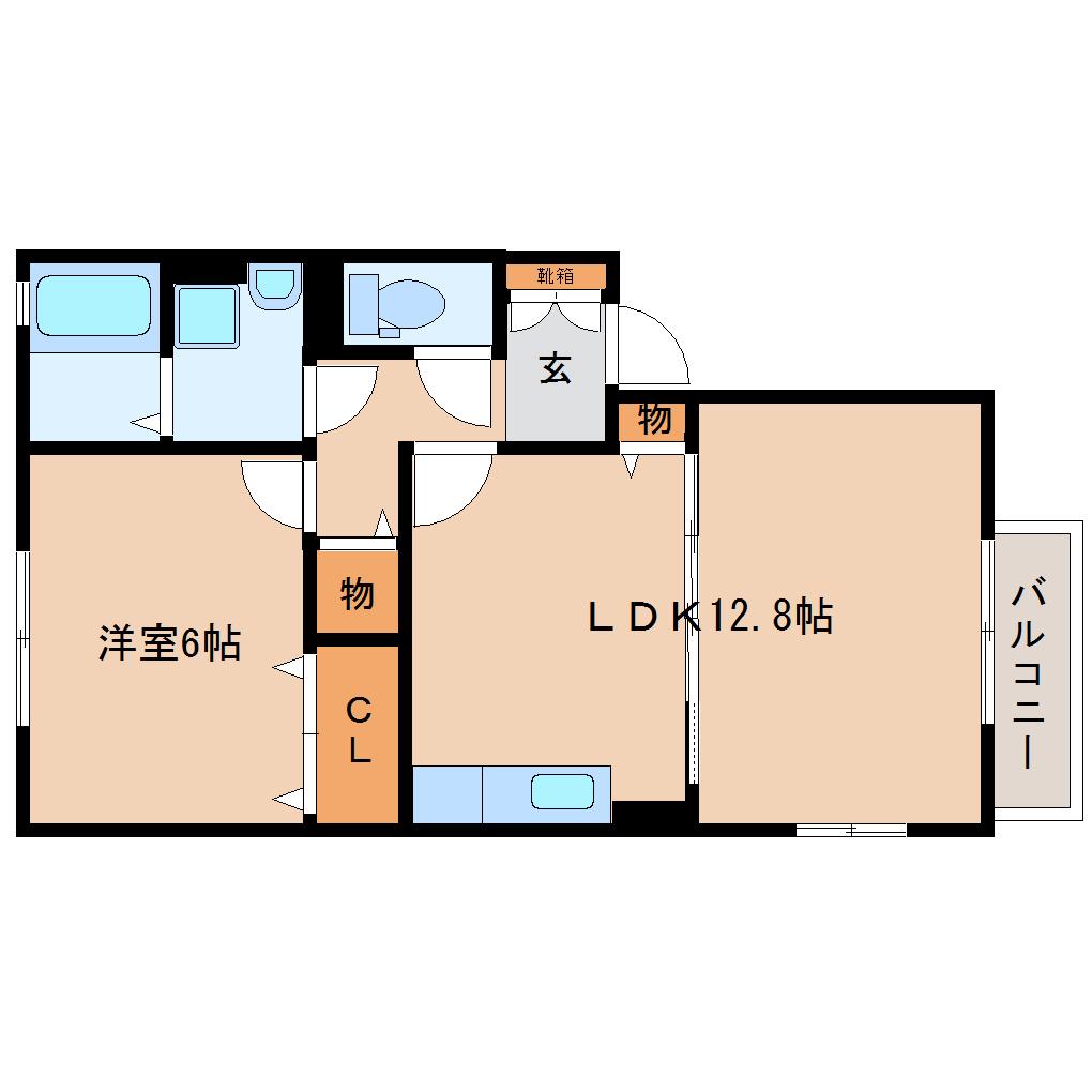 グランド郡山(1LDK/2階)の間取り写真