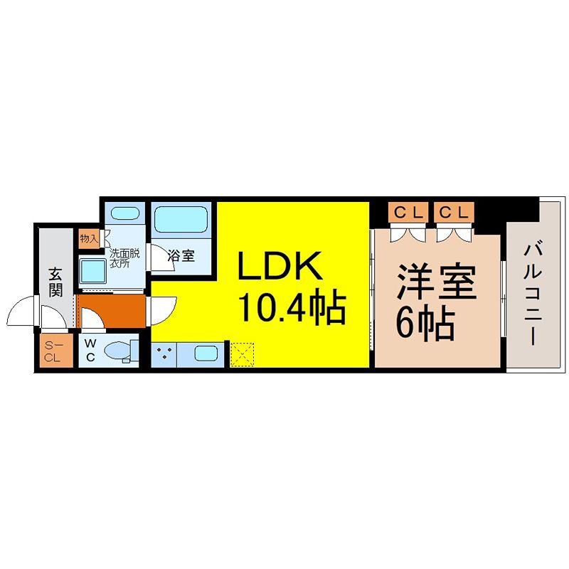 ラフィシア上前津(1LDK/3階)の間取り写真
