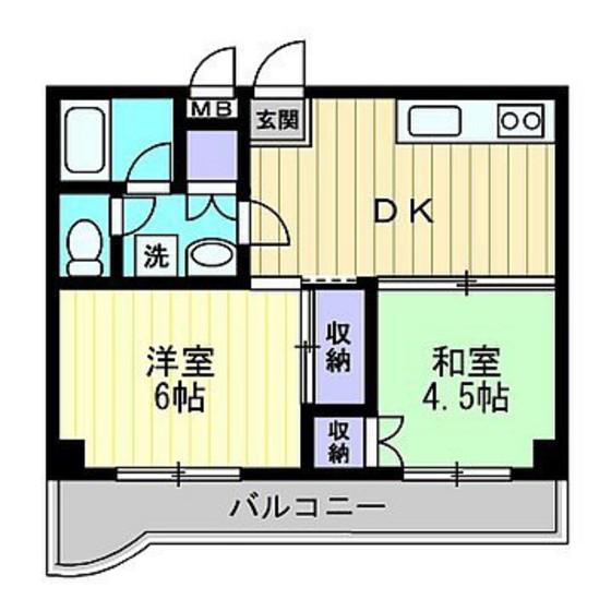 グランツ西古松II(2DK/4階)の間取り写真