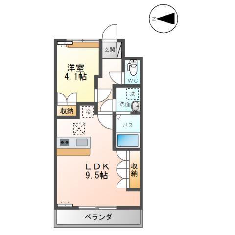 レインボウヒルズ(1LDK/1階)の間取り写真