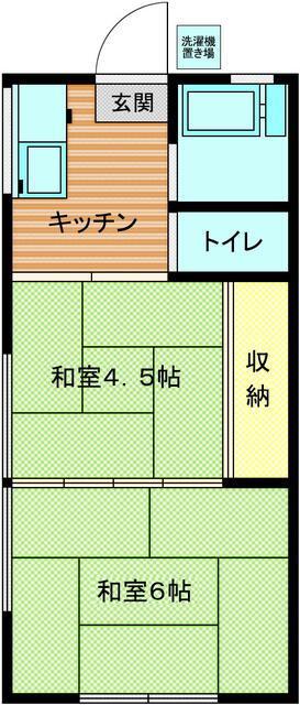 コーポ若竹(2K/2階)の間取り写真