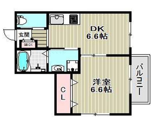 フェリシアパレス堺(1DK/1階)の間取り写真