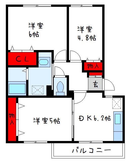 グリーンハイム(2LDK/2階)の間取り写真