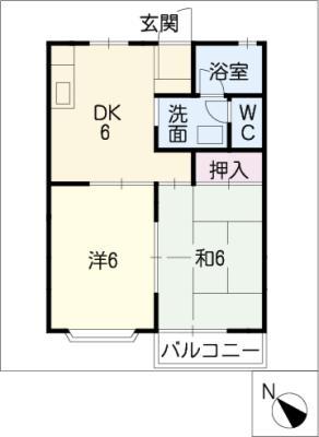 エクレール・シェソワ(2DK/2階)の間取り写真