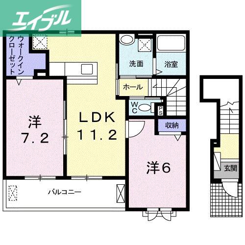 リバーガーデン(2LDK/2階)の間取り写真