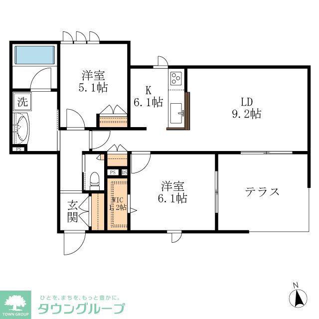 BAMBOU DEUX(2LDK/1階)の間取り写真