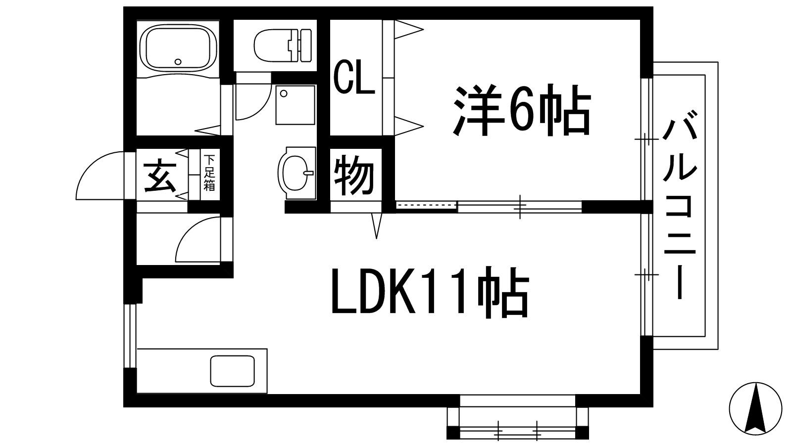 ルミエール鴬の森(1LDK/2階)の間取り写真