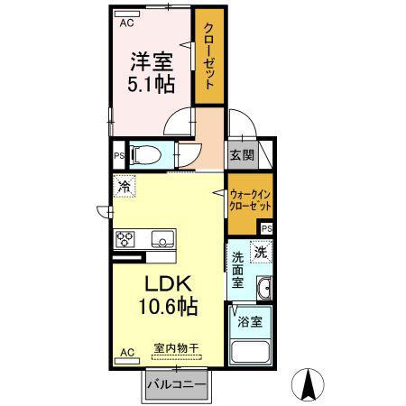 パレット(1LDK/2階)の間取り写真