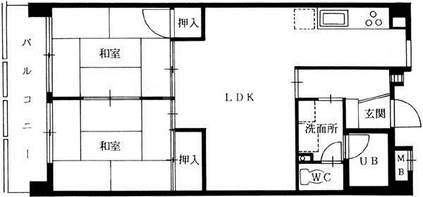 コスモフォーラム城南(2LDK/4階)の間取り写真
