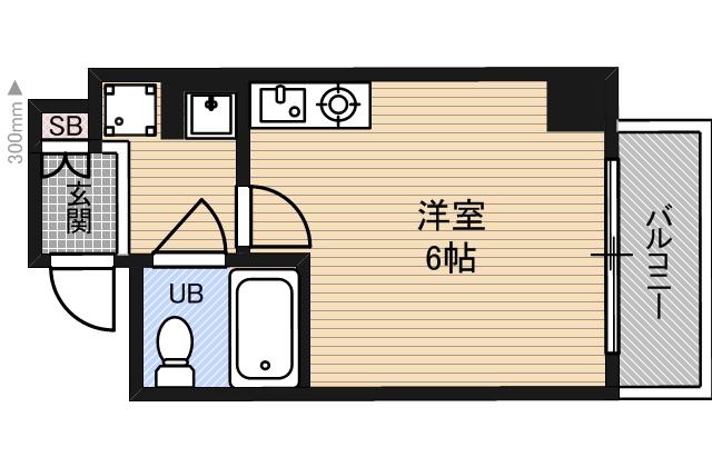 ペペル善源寺(ワンルーム/5階)の間取り写真