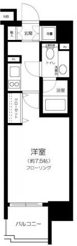 アクロス目黒(1K/2階)の間取り写真