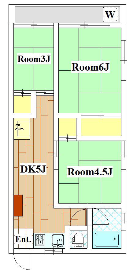 玉堤ハイツ新館(3DK/2階)の間取り写真
