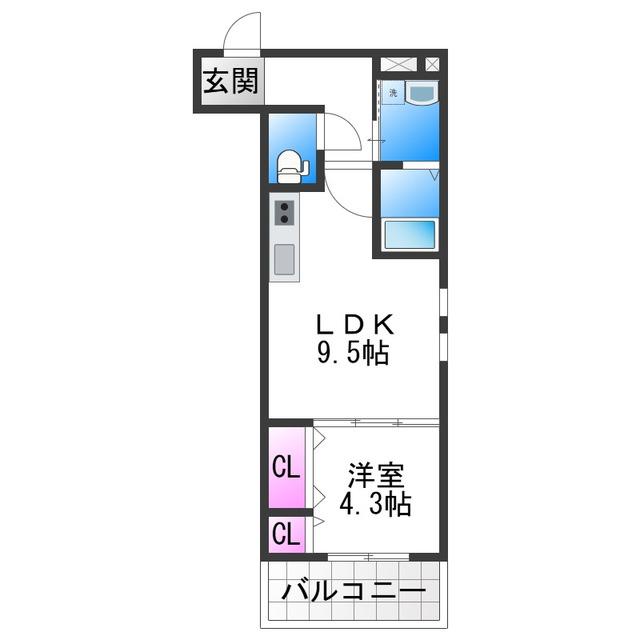 フジパレス今川公園東II番館(1LDK/1階)の間取り写真