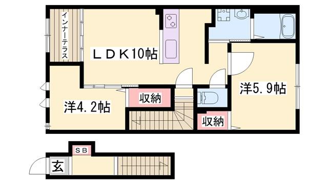 セイクレストB(2LDK/2階)の間取り写真