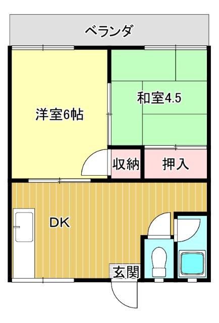 姫中スズキアパート(2DK/2階)の間取り写真