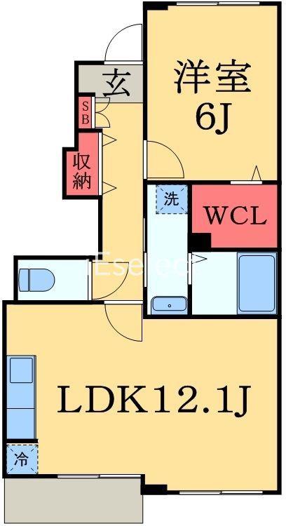 プリムヴェール2番館(1LDK/1階)の間取り写真