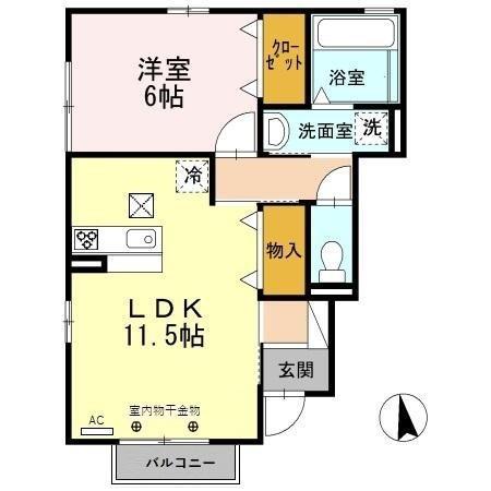 ヌーベルフォレスタA(1LDK/1階)の間取り写真
