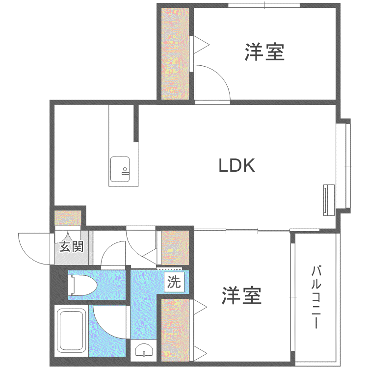 アルファスクエア南1西18(2LDK/8階)の間取り写真