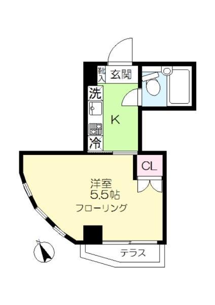 ドルフ池上(1K/1階)の間取り写真