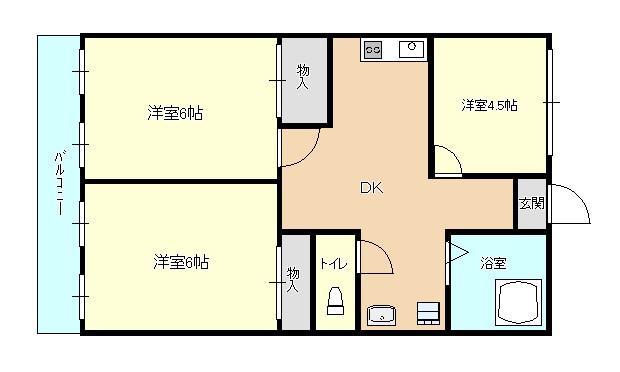 第3国際コーポ(3DK/8階)の間取り写真